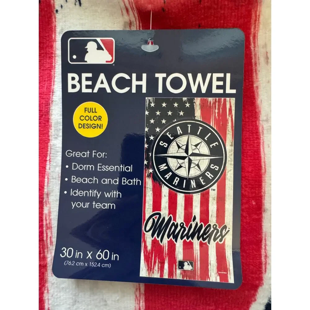 New ~WinCraft Seattle Mariners 30'' x 60'' Patriotic Spectra Beach Towel
